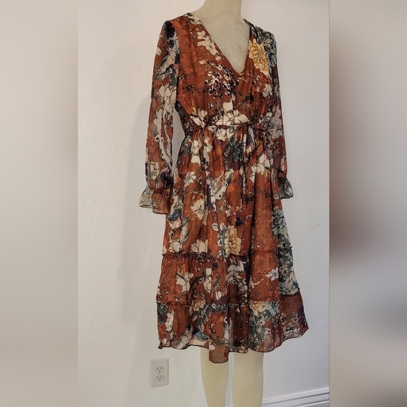 Anthropologie *HEMANT & NANDITA* ZERI PEASANT MIDI DRESS - Picture 2 of 11